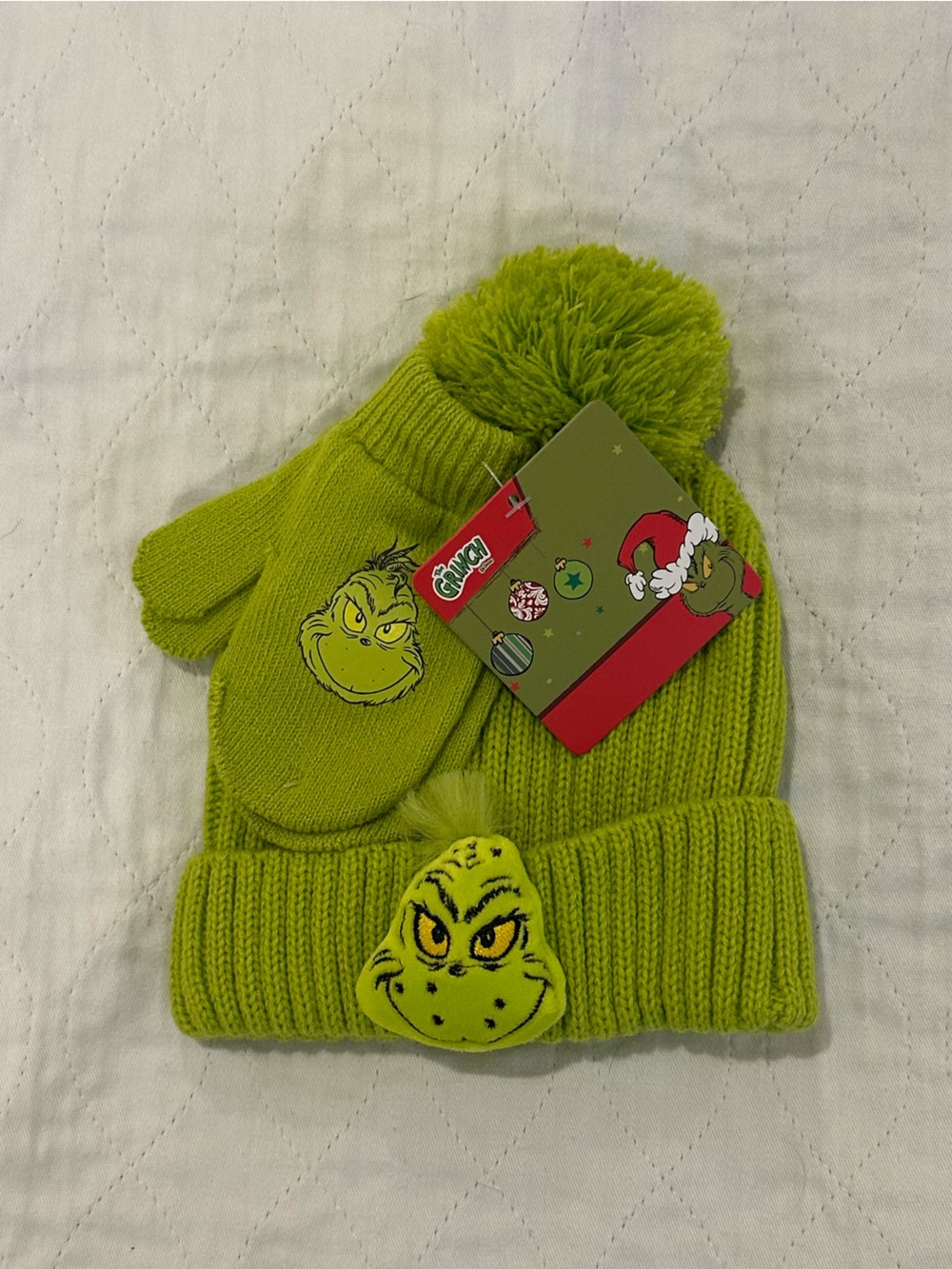 Kids Grinch Hat and Mittens Set